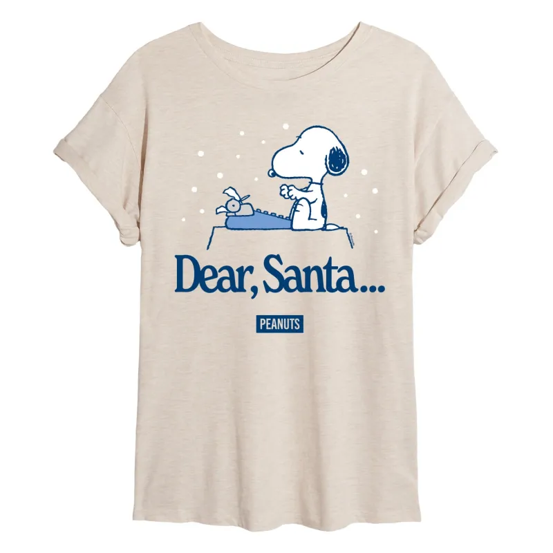 Peanuts - Snoopy Dear Santa - Womens Oversized Graphic T-Shirt sold by Zulily