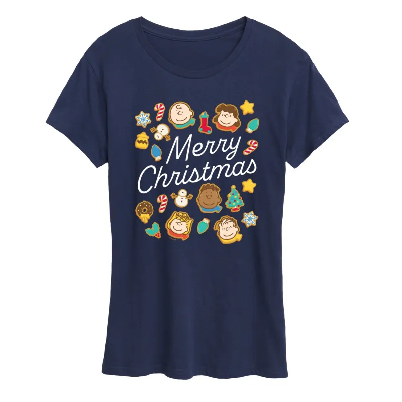 Peanuts - Merry Christmas Cookies - Women's Short Sleeve Graphic T-Shirt sold by Zulily