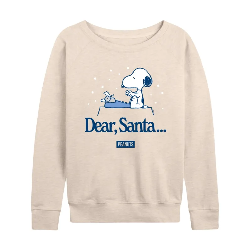 Peanuts - Snoopy Dear Santa - Women's French Terry Long Sleeve Pullover sold by Zulily