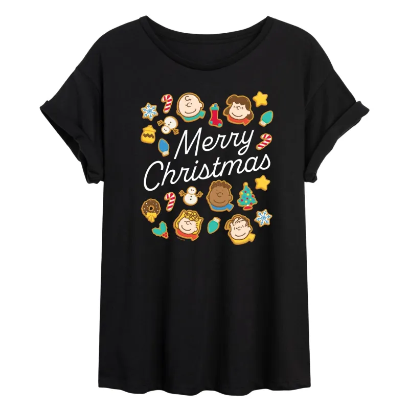 Peanuts - Merry Christmas Cookies - Womens Oversized Graphic T-Shirt sold by Zulily