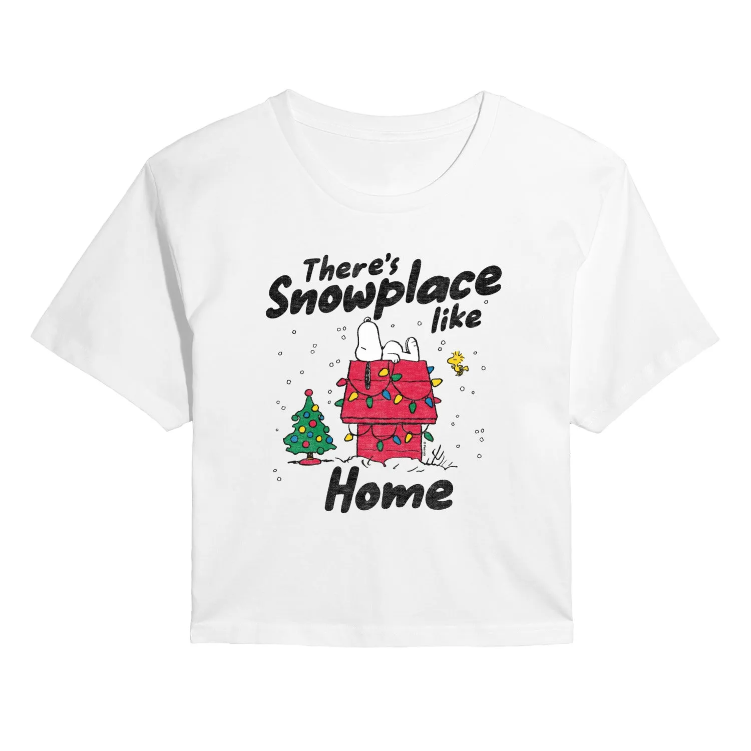Peanuts - Theres Snowplace Like Home - Juniors Cropped Short Sleeve Graphic T-Shirt sold by Zulily product image thumbnail 3