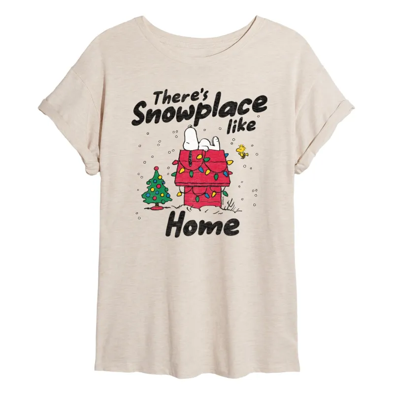 Peanuts - Theres Snowplace Like Home - Womens Oversized Graphic T-Shirt sold by Zulily