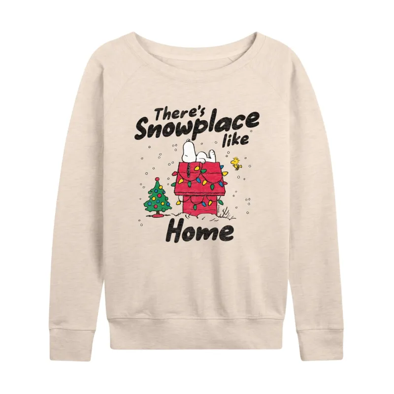 Peanuts - Theres Snowplace Like Home - Women's French Terry Long Sleeve Pullover sold by Zulily