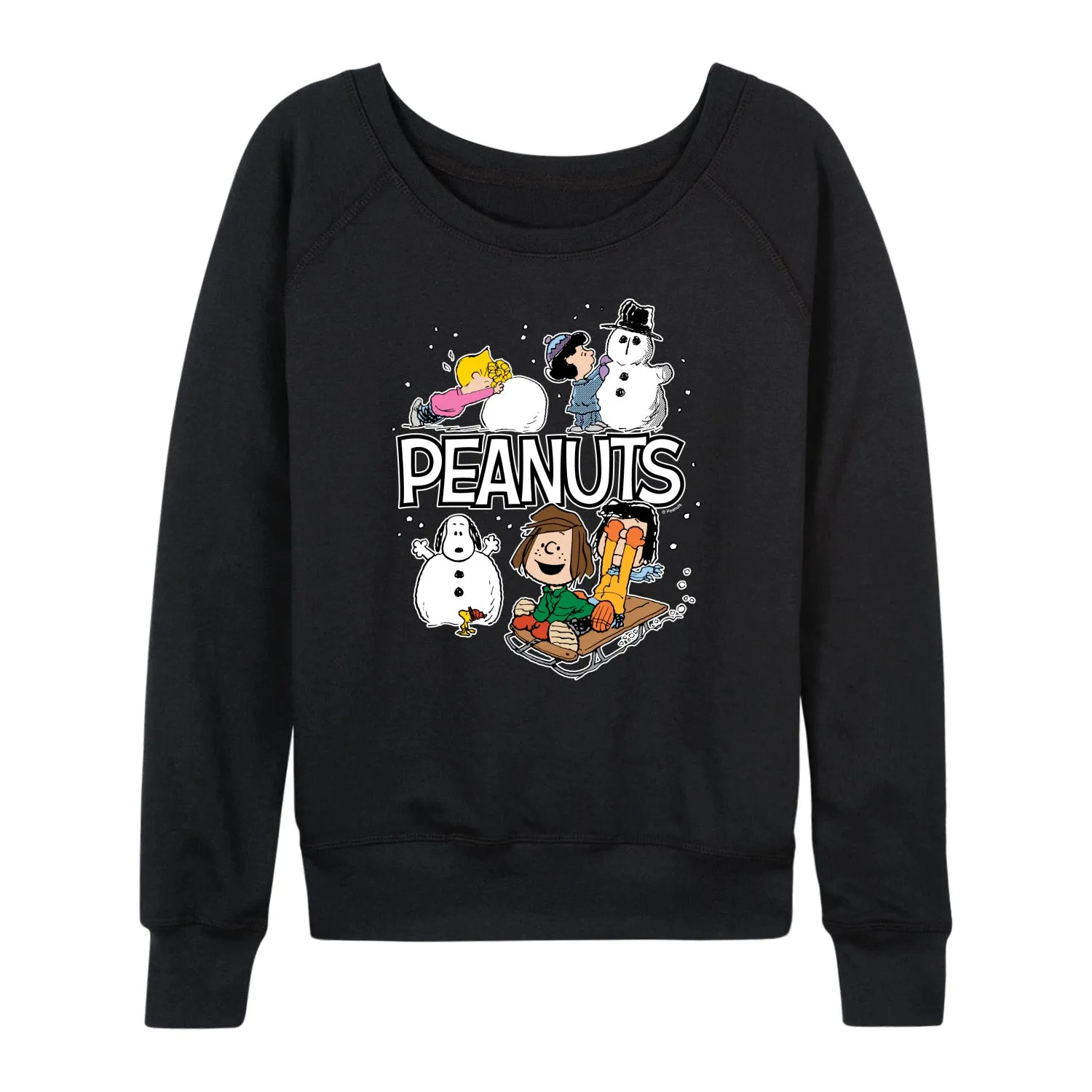 Peanuts - Winter Stickers - Women's French Terry Long Sleeve Pullover sold by Zulily