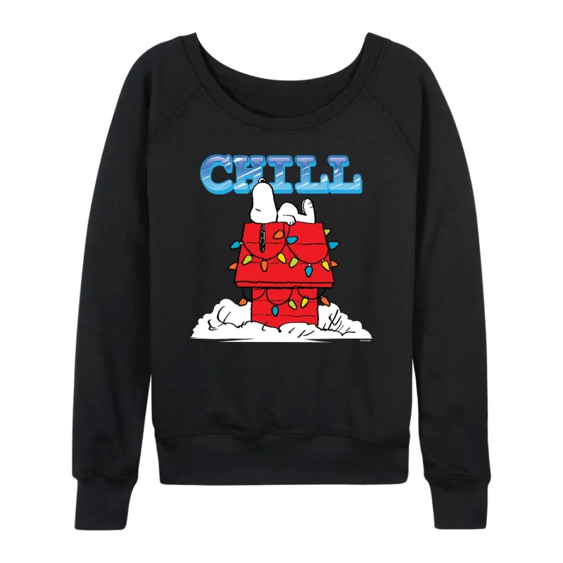 Peanuts - Snoopy Chill - Women's French Terry Long Sleeve Pullover sold by Zulily