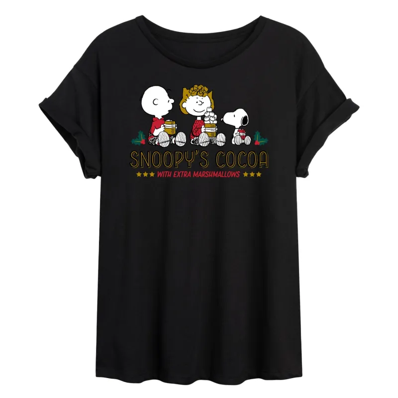 Peanuts - Snoopy's Cocoa - Women's Oversized T-Shirt sold by Zulily