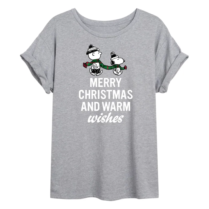 Peanuts - Merry Xmas Warm Wishes - Women's Oversized T-Shirt sold by Zulily