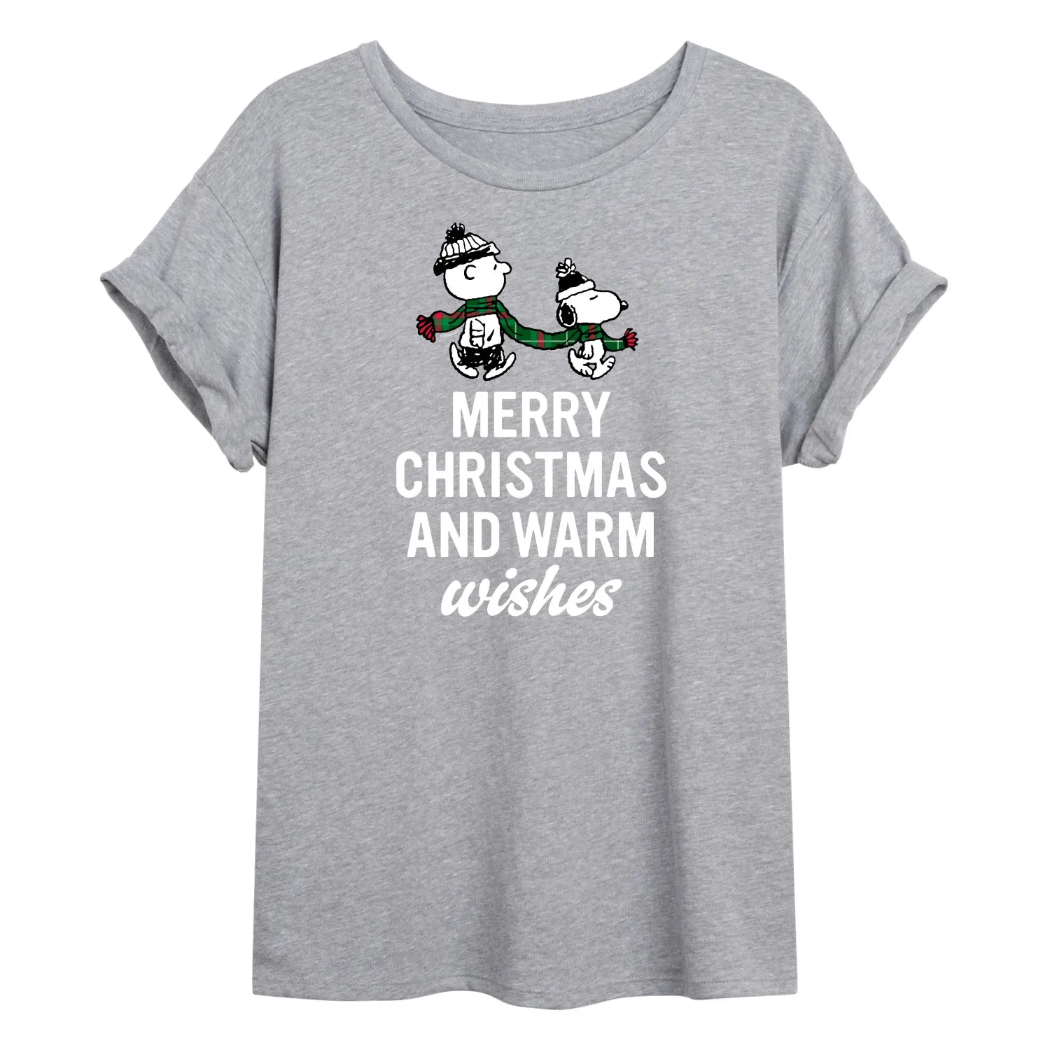 Peanuts - Merry Xmas Warm Wishes - Women's Oversized T-Shirt sold by Zulily