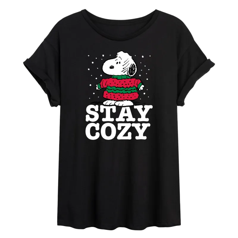 Peanuts - Stay Cozy - Women's Oversized T-Shirt sold by Zulily