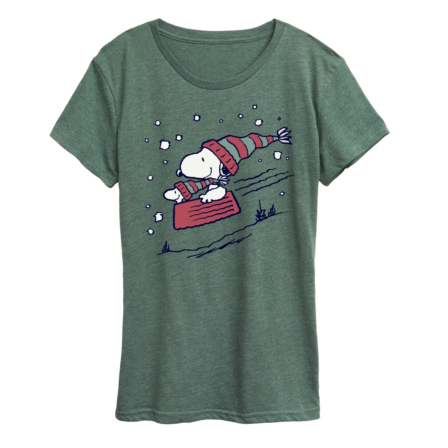 Peanuts - Snoopy Sledding - Women's Short Sleeve Graphic T-Shirt sold by Zulily product image thumbnail 5