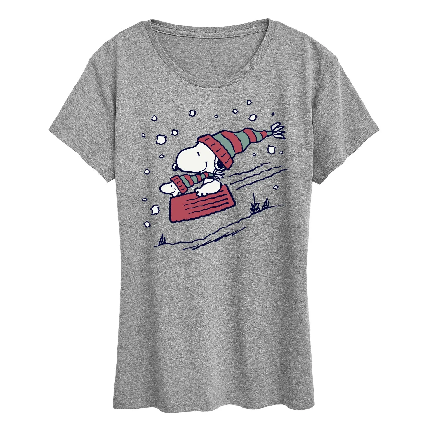 Peanuts - Snoopy Sledding - Women's Short Sleeve Graphic T-Shirt sold by Zulily product image thumbnail 4