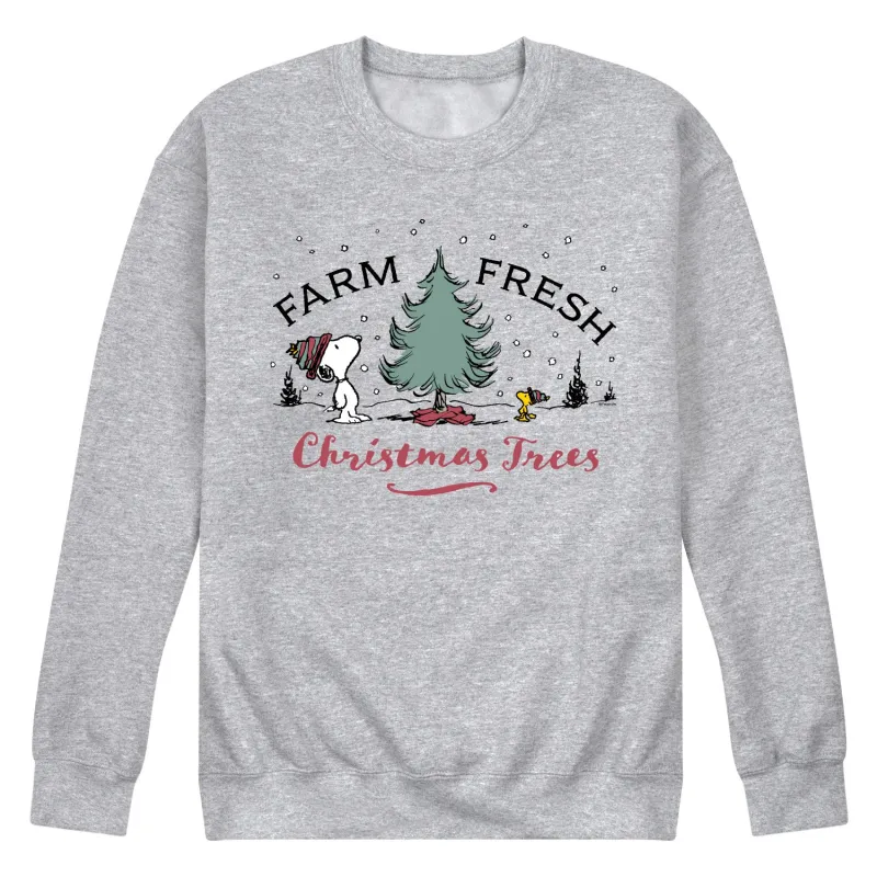 Peanuts - Farm Fresh Trees - Men's Crew Neck Fleece Pullover sold by Zulily