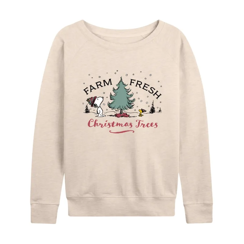 Peanuts - Farm Fresh Trees - Women's Lightweight French Terry Long Sleeve Shirt sold by Zulily