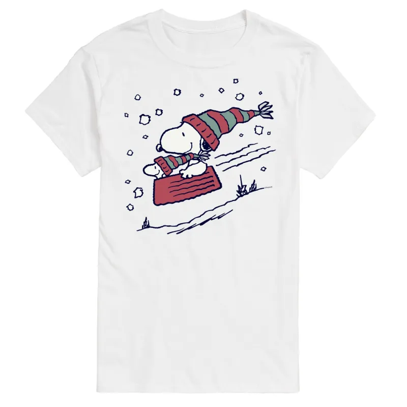Peanuts - Snoopy Sledding - Men's Short Sleeve Graphic T-Shirt sold by Zulily