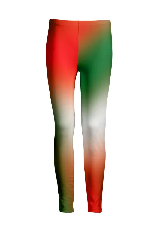 Lily by Firmiana Women's Medium Rise Printed Legging Red & Green Ombre Holiday Print sold by Zulily