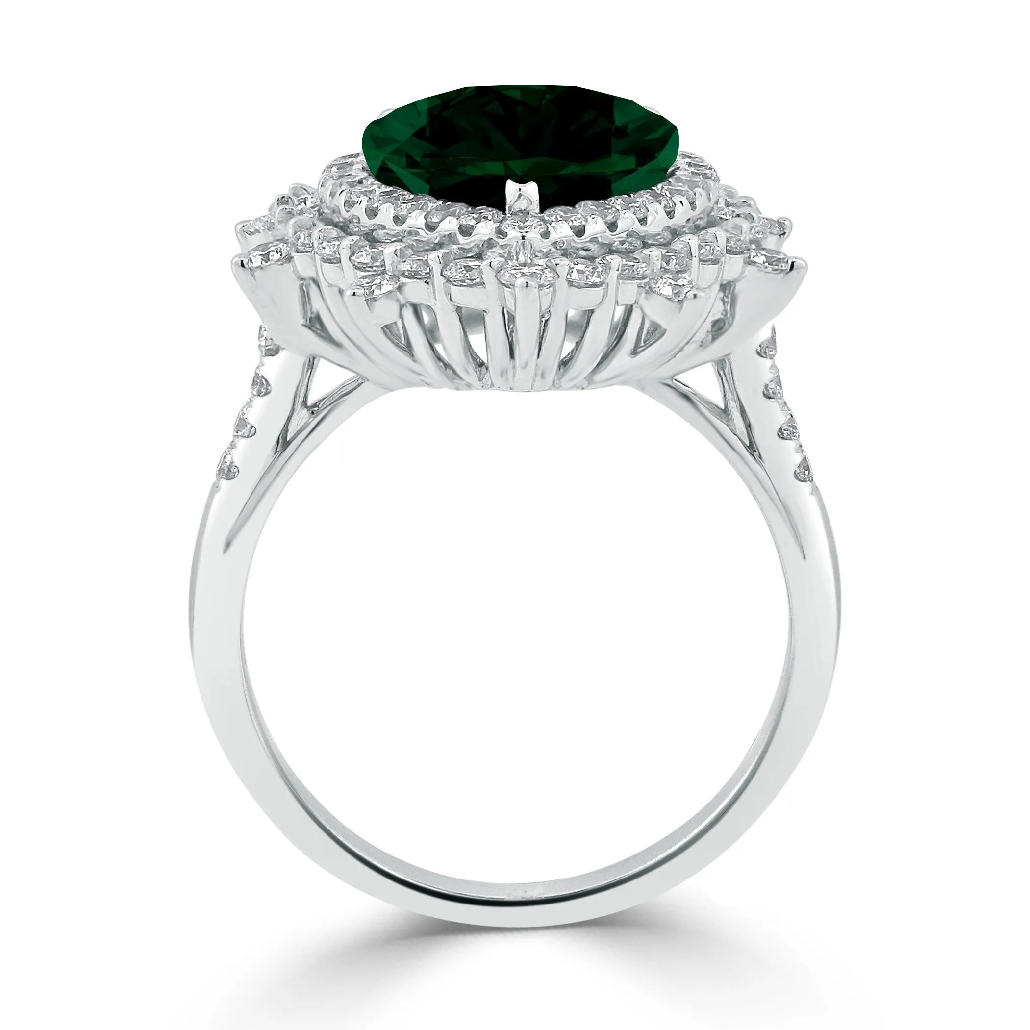 Auriya 4 1/5ct Pear-cut Green Emerald and Halo Diamond Ring 1 1/4ctw 18K Gold sold by Zulily product image thumbnail 4