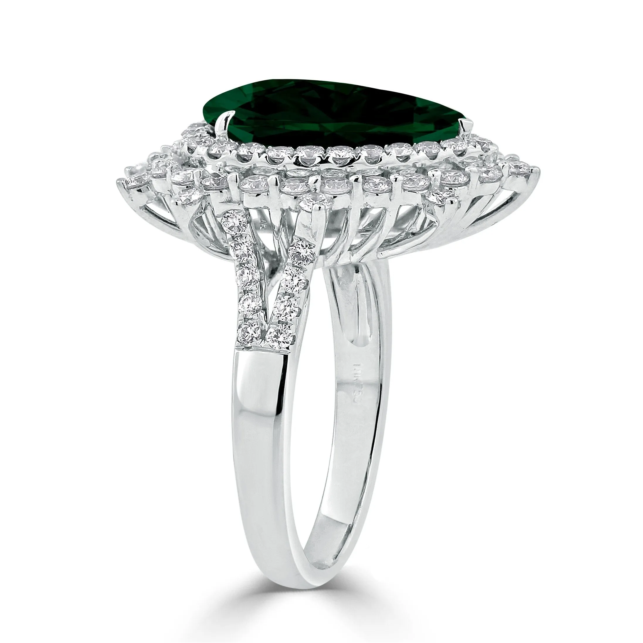 Auriya 4 1/5ct Pear-cut Green Emerald and Halo Diamond Ring 1 1/4ctw 18K Gold sold by Zulily product image thumbnail 3