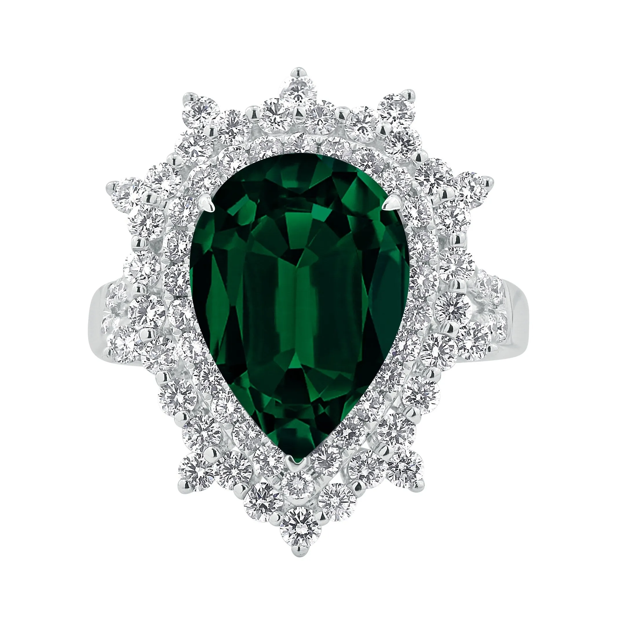 Auriya 4 1/5ct Pear-cut Green Emerald and Halo Diamond Ring 1 1/4ctw 18K Gold sold by Zulily product image thumbnail 2