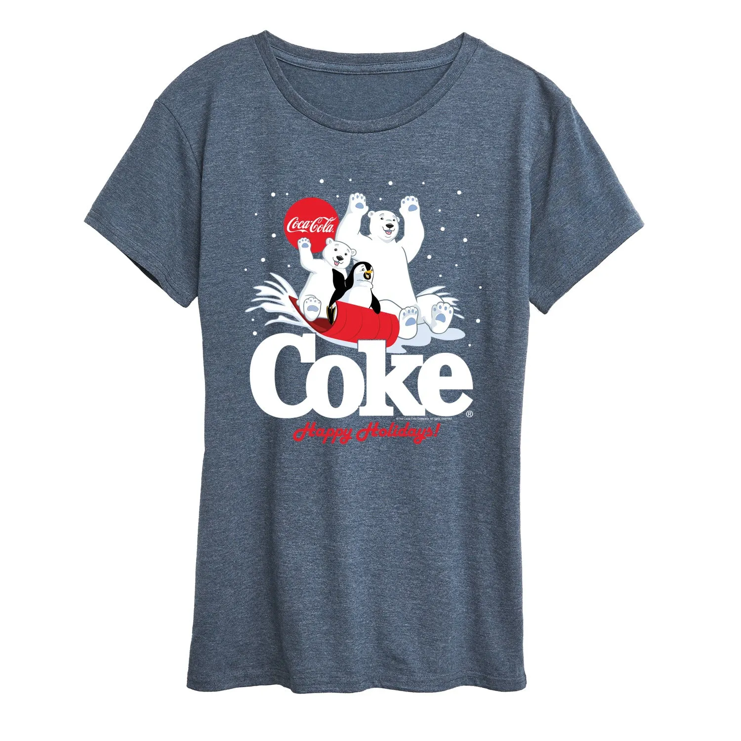 Coca-Cola - Happy Holidays Sledding- Women's Short Sleeve Graphic T-Shirt sold by Zulily product image thumbnail 4