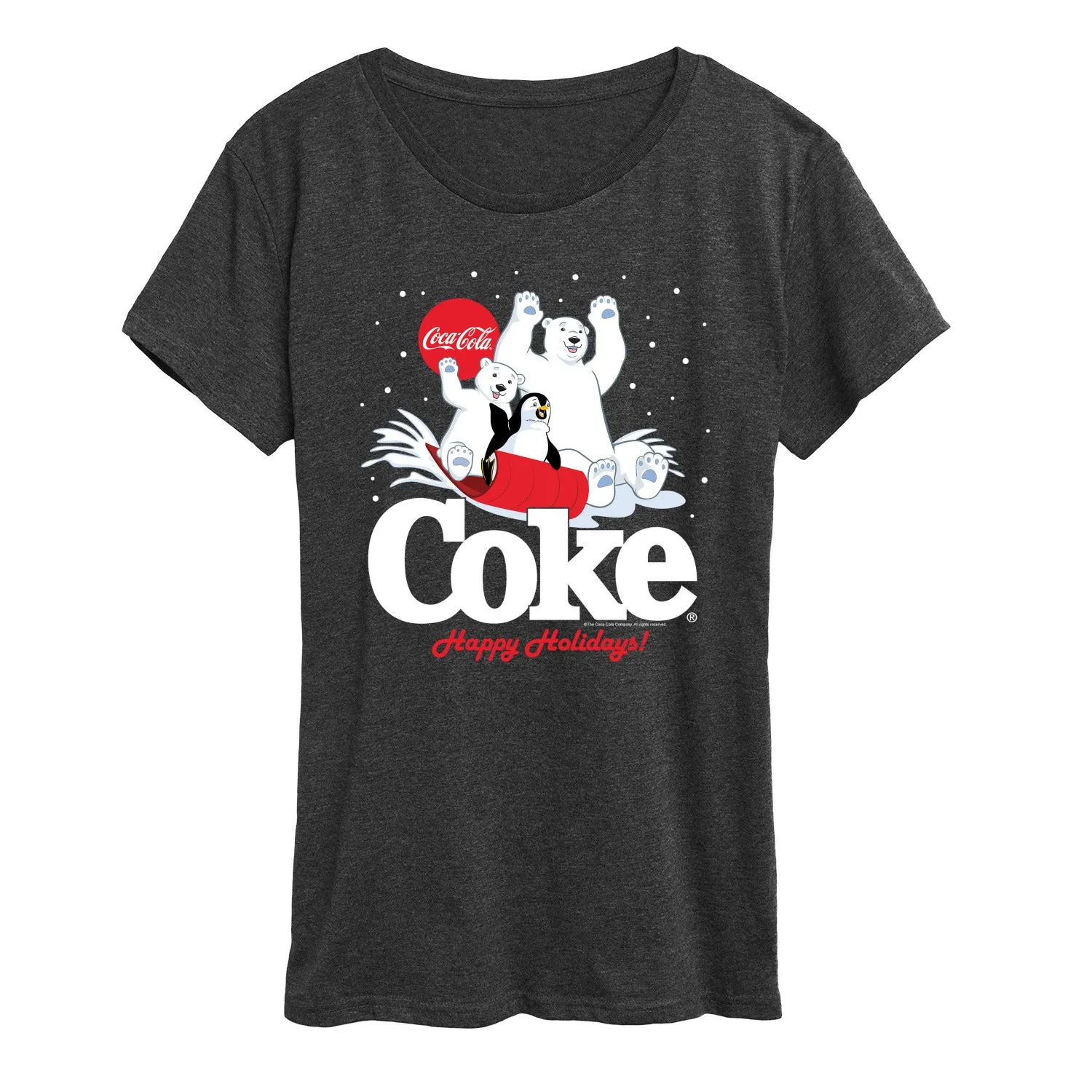 Coca-Cola - Happy Holidays Sledding- Women's Short Sleeve Graphic T-Shirt sold by Zulily product image thumbnail 5