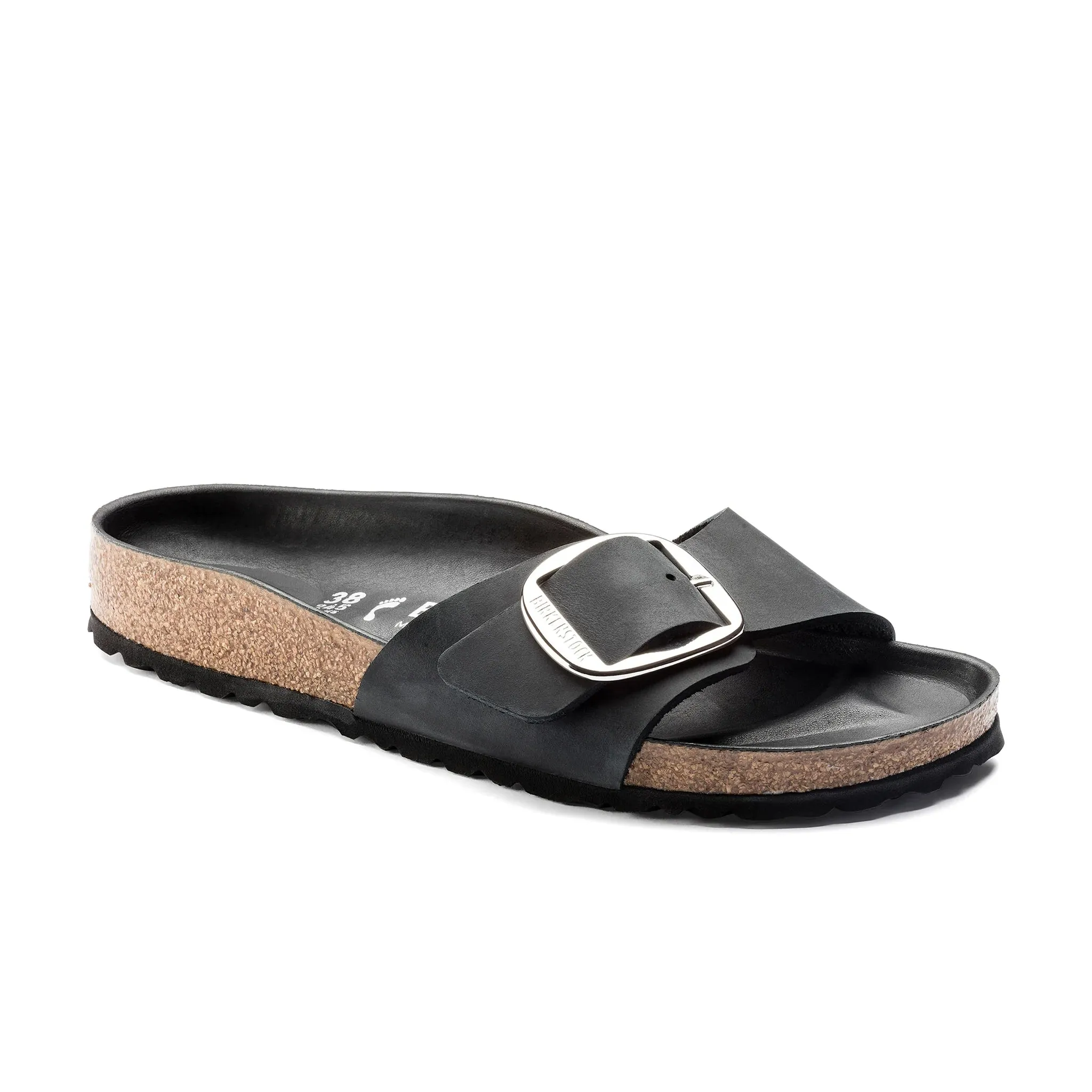 Birkenstock Madrid Big Buckle Oiled Leather Black sold by Zulily