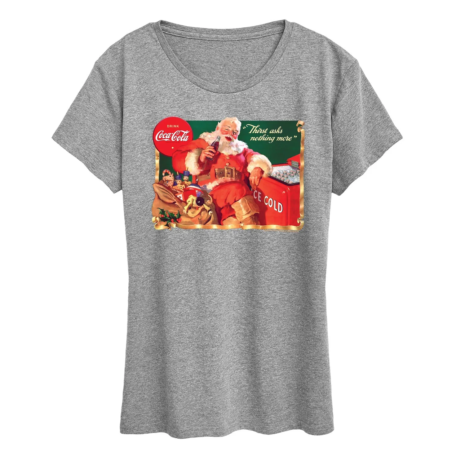 Coca-Cola - Vintage Santa at Ice Cooler - Women's Short Sleeve Graphic T-Shirt sold by Zulily product image thumbnail 4