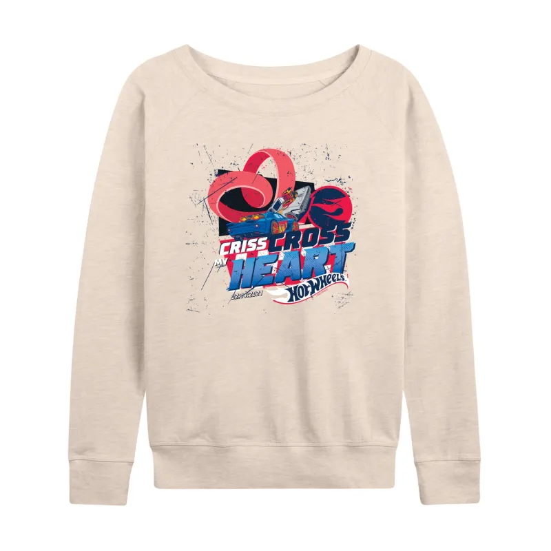 Hot Wheels - Criss Cross Heart - Ladies French Terry Long Sleeve Shirt sold by Zulily