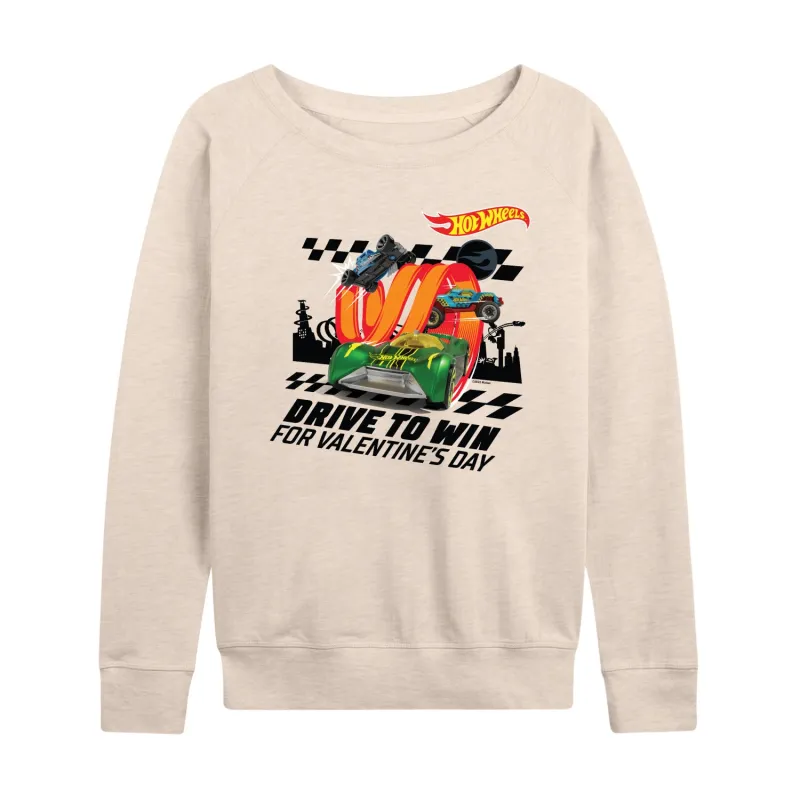 Hot Wheels - Valentine's Drive to Win - Ladies French Terry Long Sleeve Shirt sold by Zulily