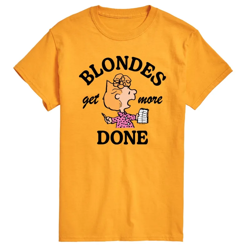 Peanuts - Blondes Get More Done - Men's Short Sleeve Graphic T-Shirt sold by Zulily