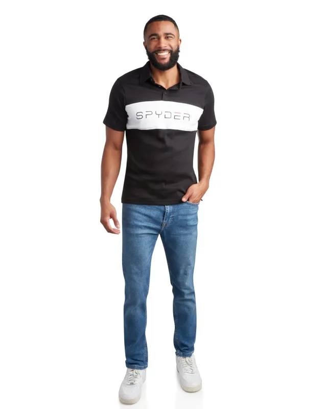 Spyder Men's Short Sleeve Interlock Color Block - Black sold by Zulily