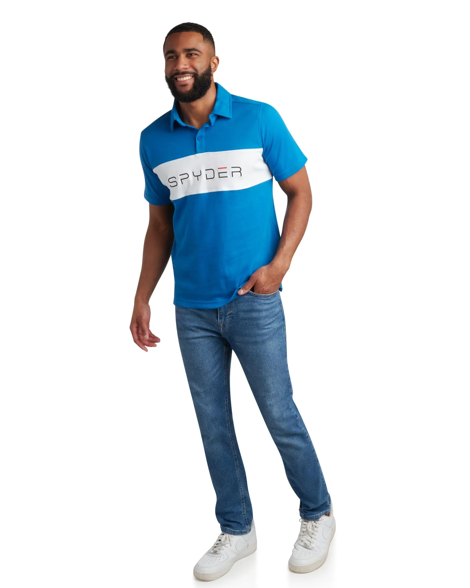 Spyder Men's Short Sleeve Interlock Color Block - Cobalt sold by Zulily product image thumbnail 3