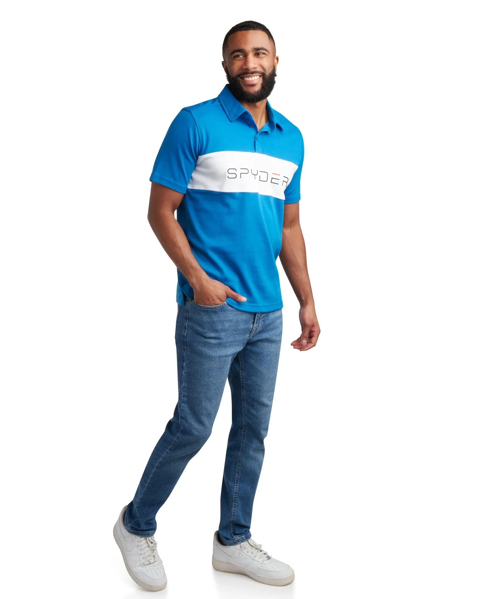 Spyder Men's Short Sleeve Interlock Color Block - Cobalt sold by Zulily product image thumbnail 5