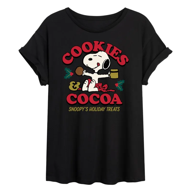 Peanuts - Cookies And Cocoa - Women's Oversized T-Shirt sold by Zulily