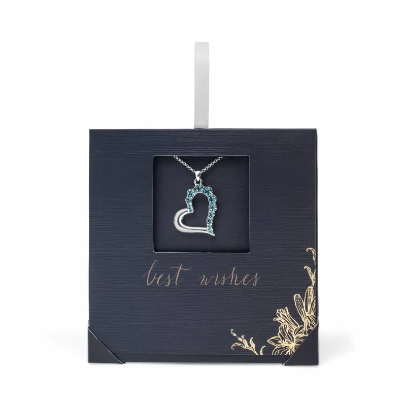 callura Rhodium-Plated Aqua Blue Heart Necklace with Swarovski Crystals sold by Zulily