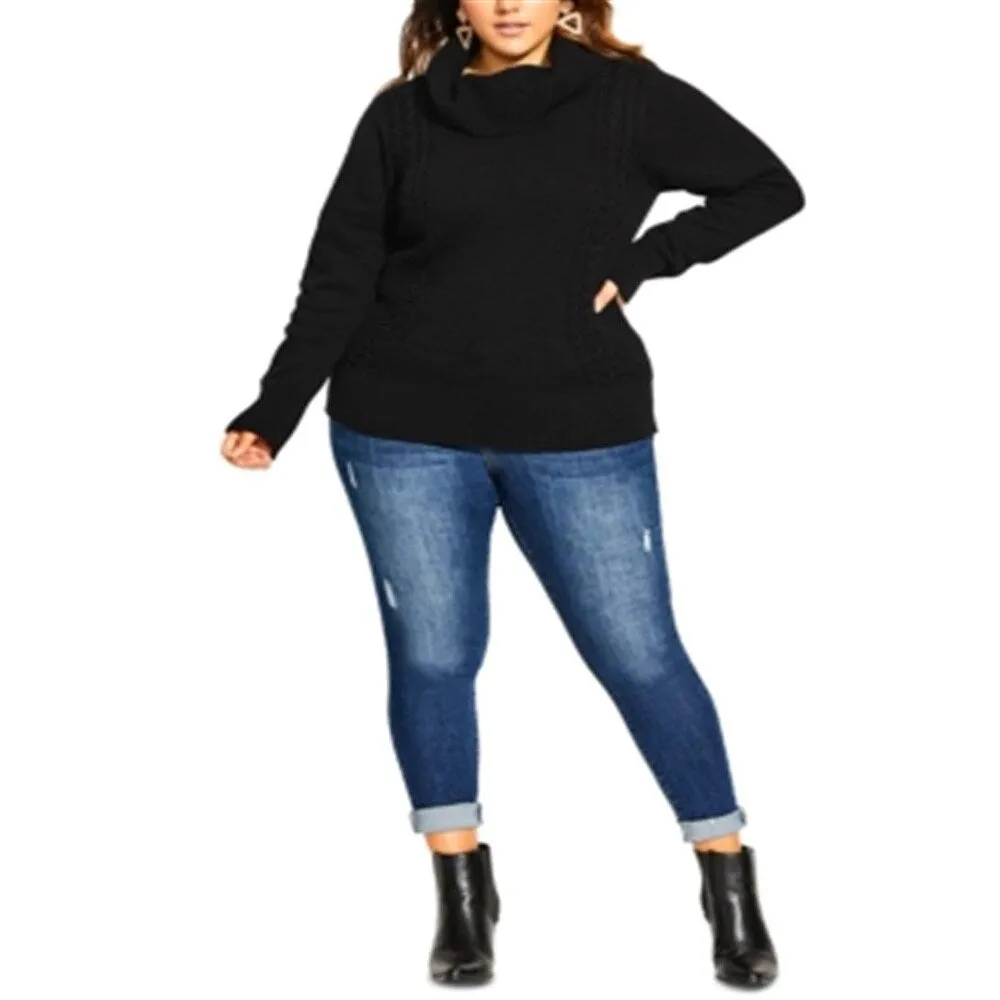City Chic Women's Cowlneck Sweater Black Size Petite Small sold by Zulily