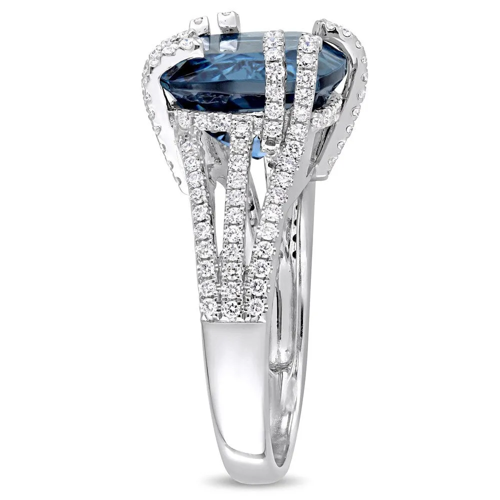Miadora Signature Collection 14k White Gold London-Blue Topaz & 3/4ct TDW Diamond Split Shank Cockta - Blue sold by Zulily product image thumbnail 2