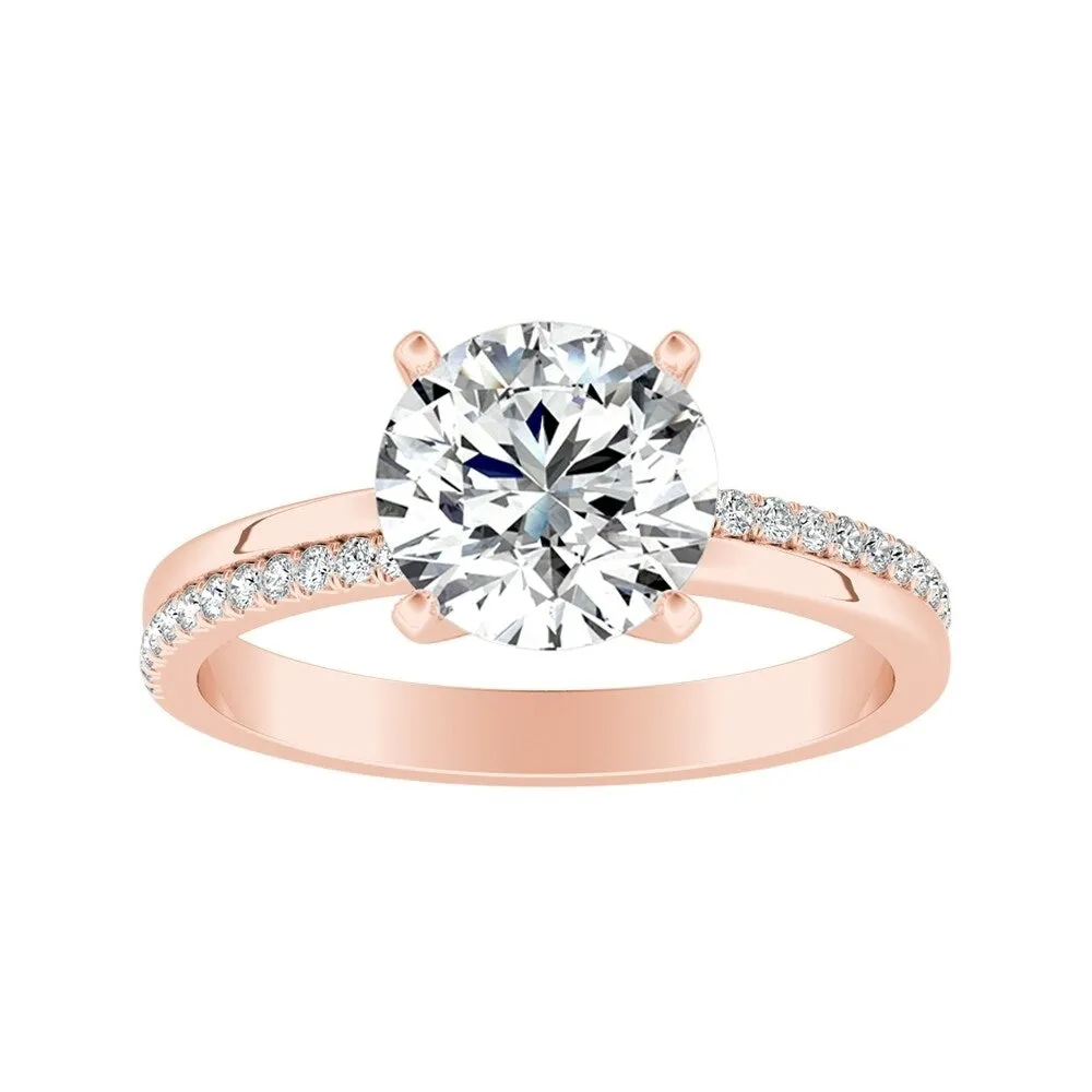 Auriya 14k Gold Modern 3ct Moissanite and Diamond Engagement Ring 1/8ctw sold by Zulily product image thumbnail 3