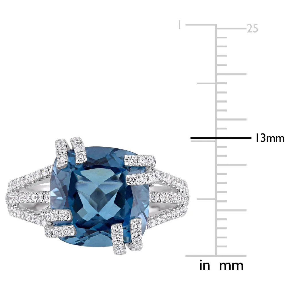 Miadora Signature Collection 14k White Gold London-Blue Topaz & 3/4ct TDW Diamond Split Shank Cockta - Blue sold by Zulily product image thumbnail 4