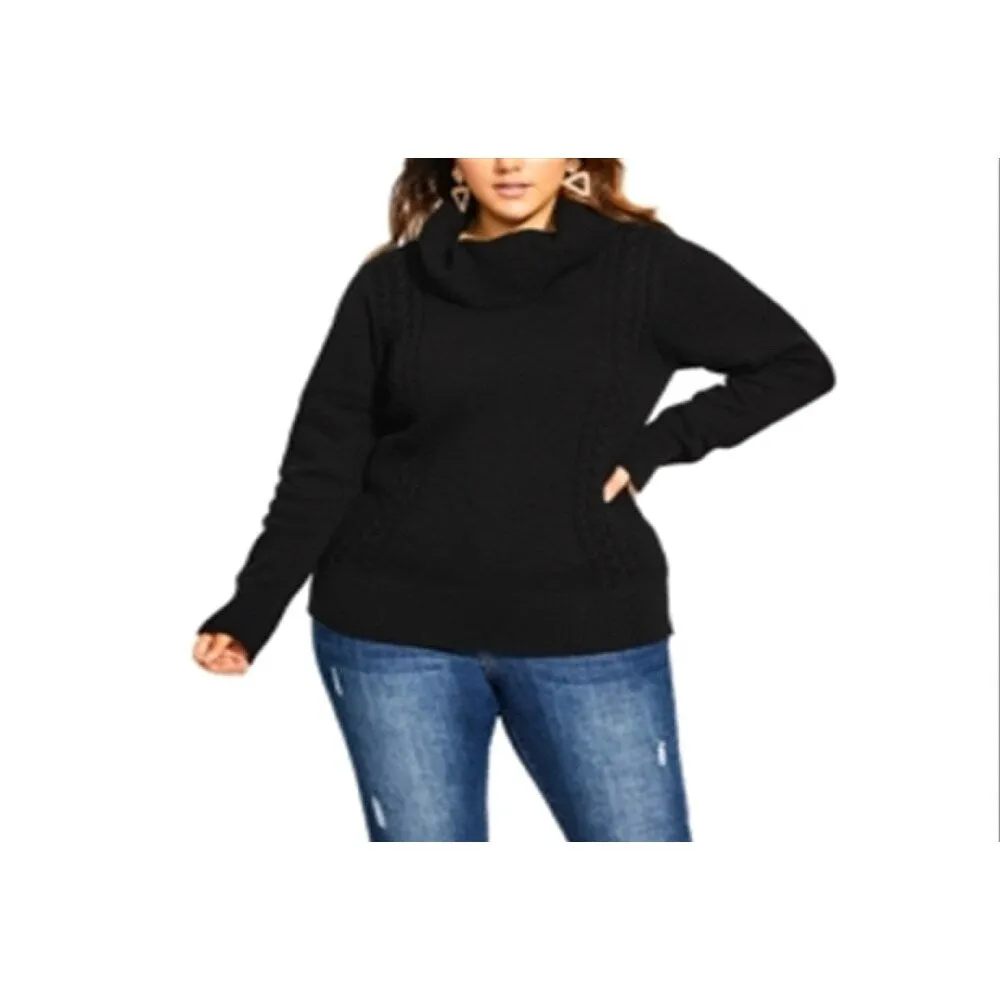 City Chic Women's Cowlneck Sweater Black Size Petite Small sold by Zulily product image thumbnail 2