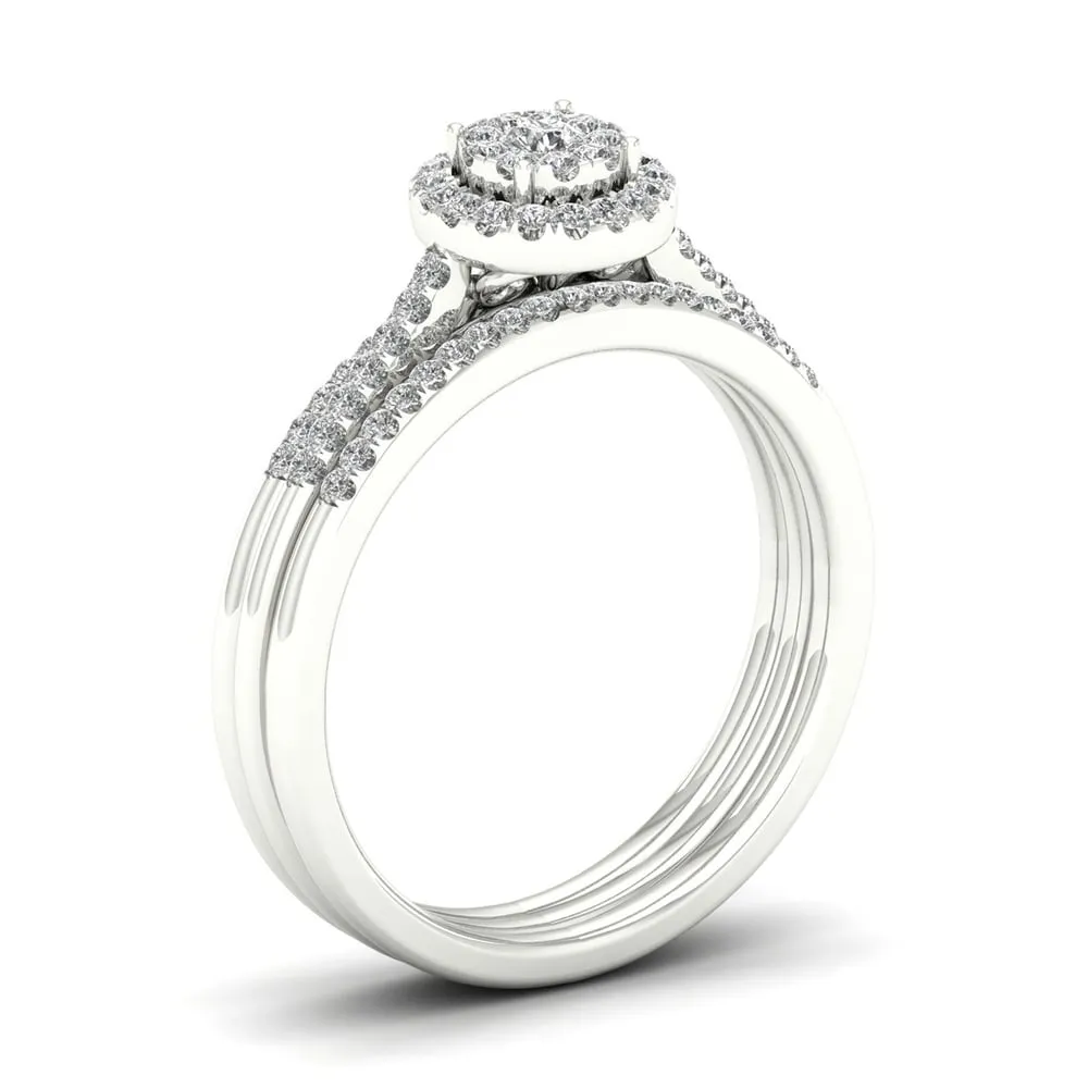 De Couer IGI Certified S925 Sterling Silver 1/3ct TDW Diamond Halo Bridal Ring sold by Zulily product image thumbnail 2
