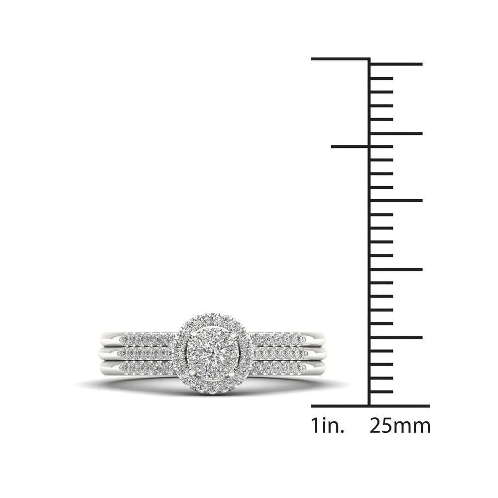 De Couer IGI Certified S925 Sterling Silver 1/3ct TDW Diamond Halo Bridal Ring sold by Zulily product image thumbnail 4