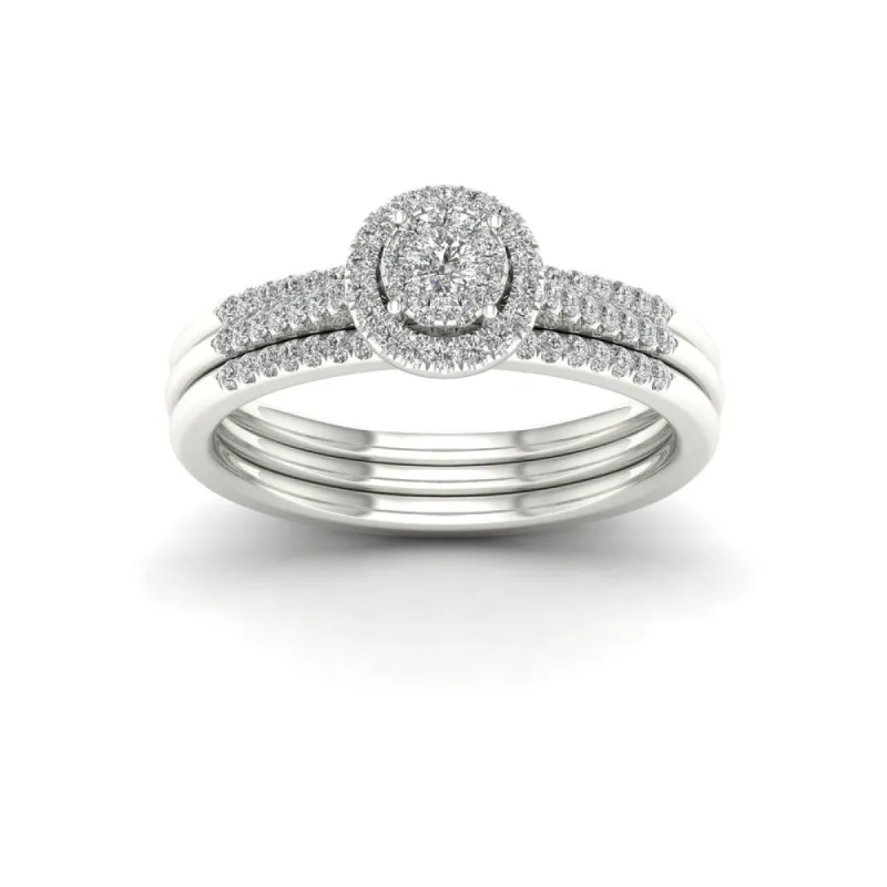 De Couer IGI Certified S925 Sterling Silver 1/3ct TDW Diamond Halo Bridal Ring sold by Zulily
