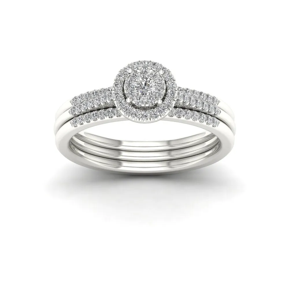 De Couer IGI Certified S925 Sterling Silver 1/3ct TDW Diamond Halo Bridal Ring sold by Zulily