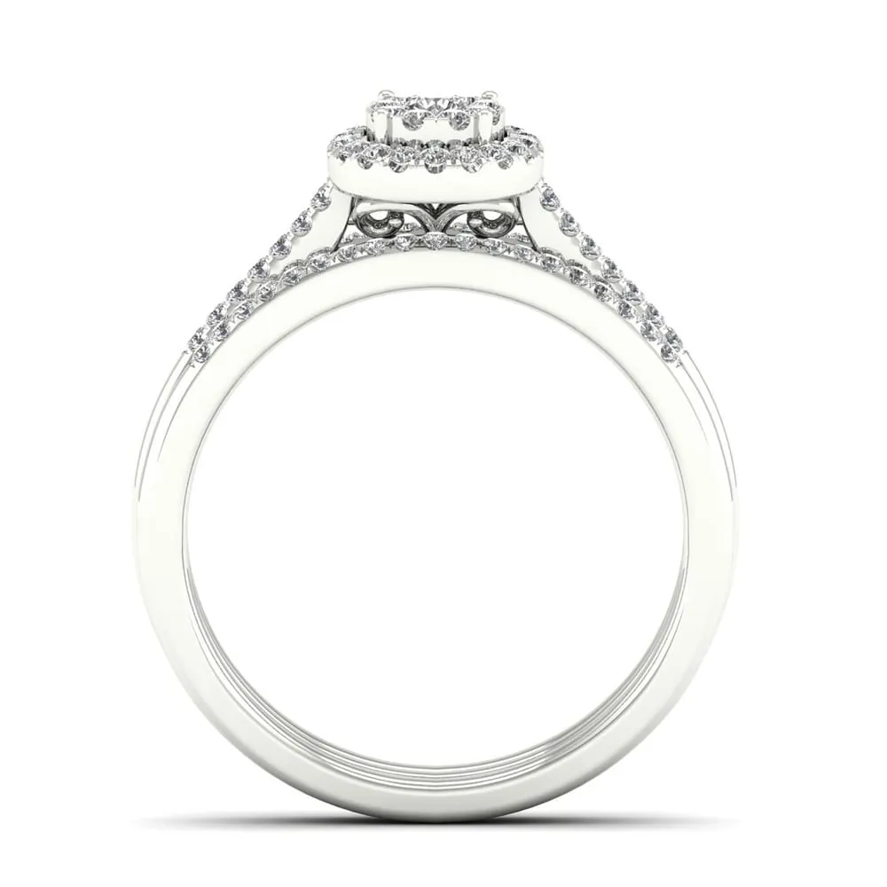 De Couer IGI Certified S925 Sterling Silver 1/3ct TDW Diamond Halo Bridal Ring sold by Zulily product image thumbnail 3