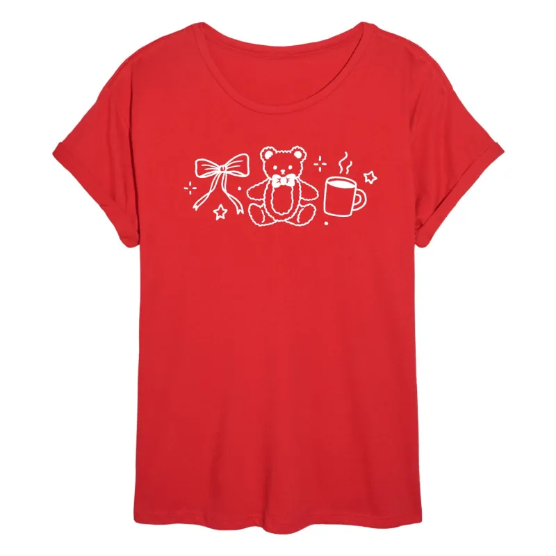 Instant Message - Teddy Bow Coffee - Women's Oversized Graphic T-Shirt sold by Zulily