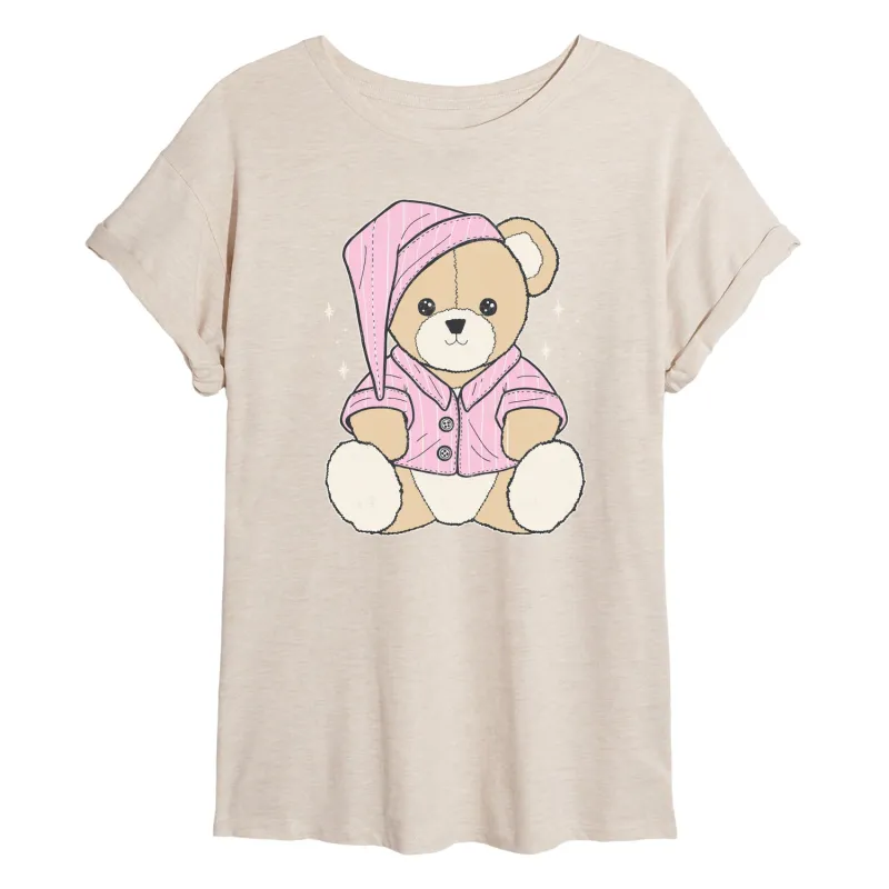 Instant Message - Teddy Bear In PJs - Women's Oversized Graphic T-Shirt sold by Zulily