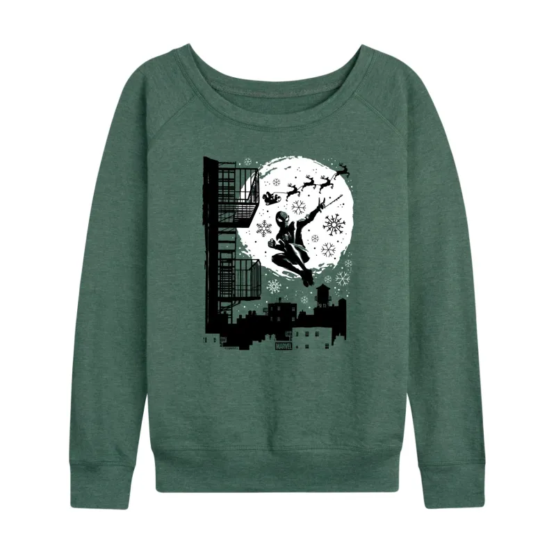 Marvel - Miles Santa Sky Scene - Women's French Terry Long Sleeve Pullover sold by Zulily