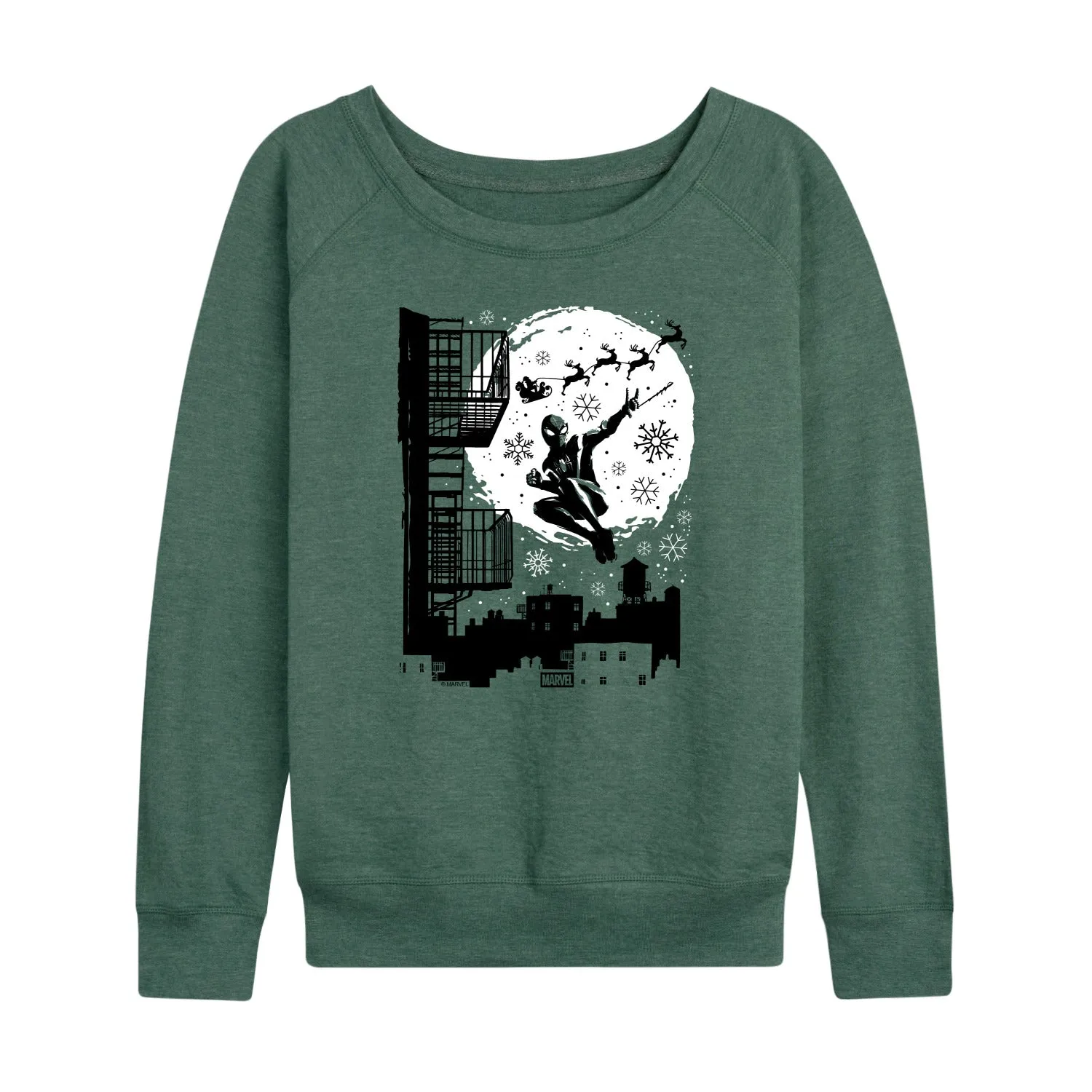 Marvel - Miles Santa Sky Scene - Women's French Terry Long Sleeve Pullover sold by Zulily
