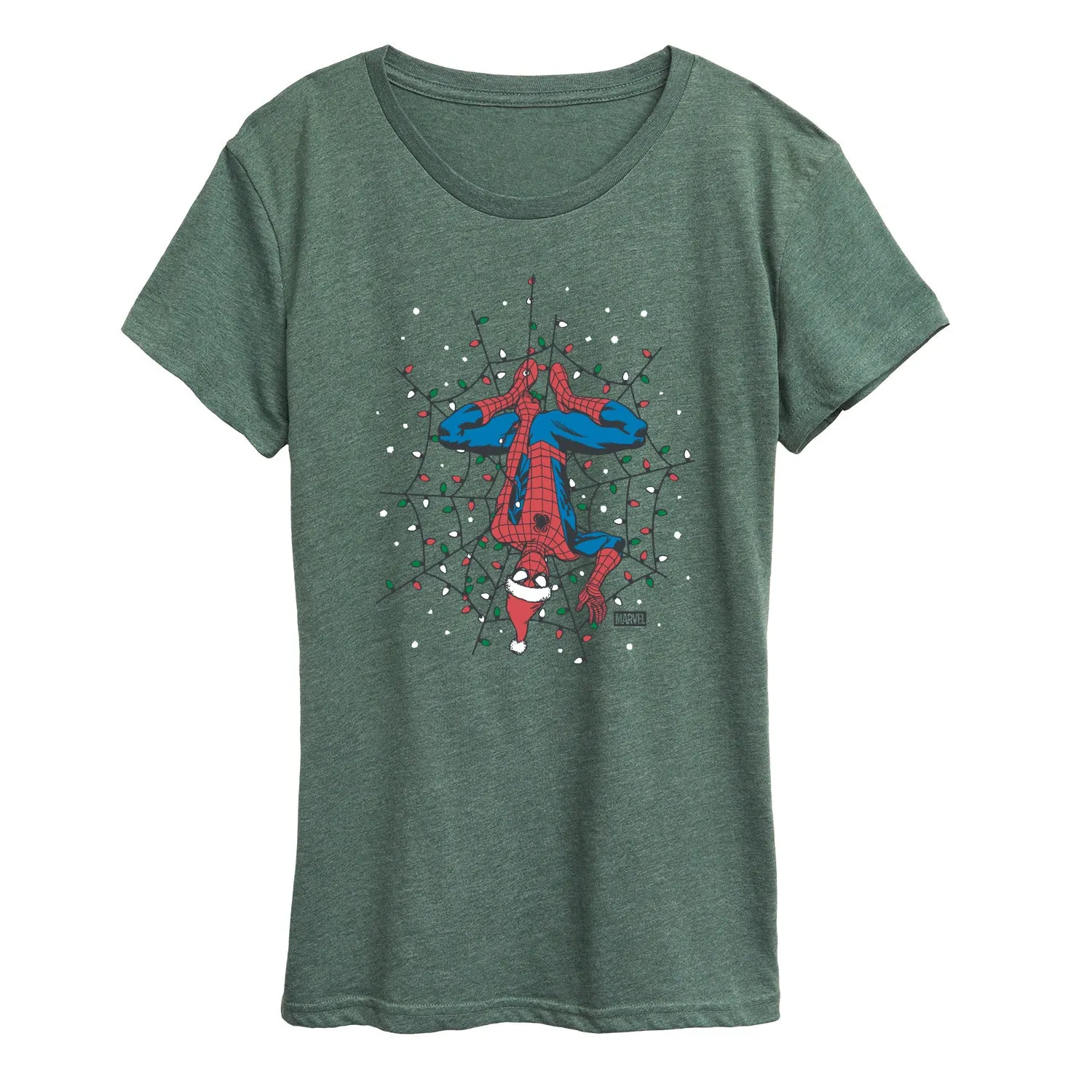 Marvel - Holiday Lights Spider Man - Women's Short Sleeve Graphic T-Shirt sold by Zulily product image thumbnail 3