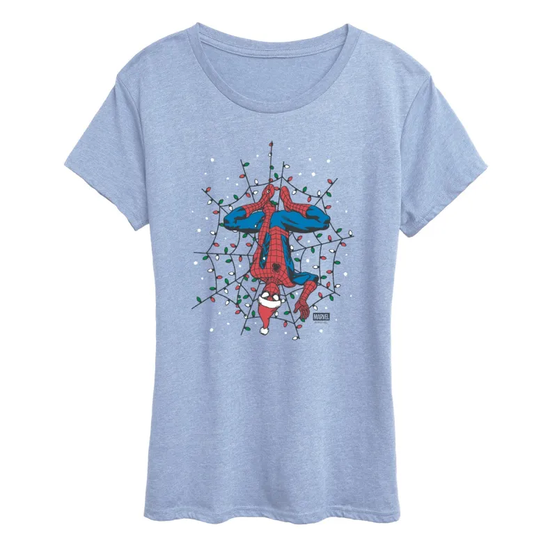 Marvel - Holiday Lights Spider Man - Women's Short Sleeve Graphic T-Shirt sold by Zulily